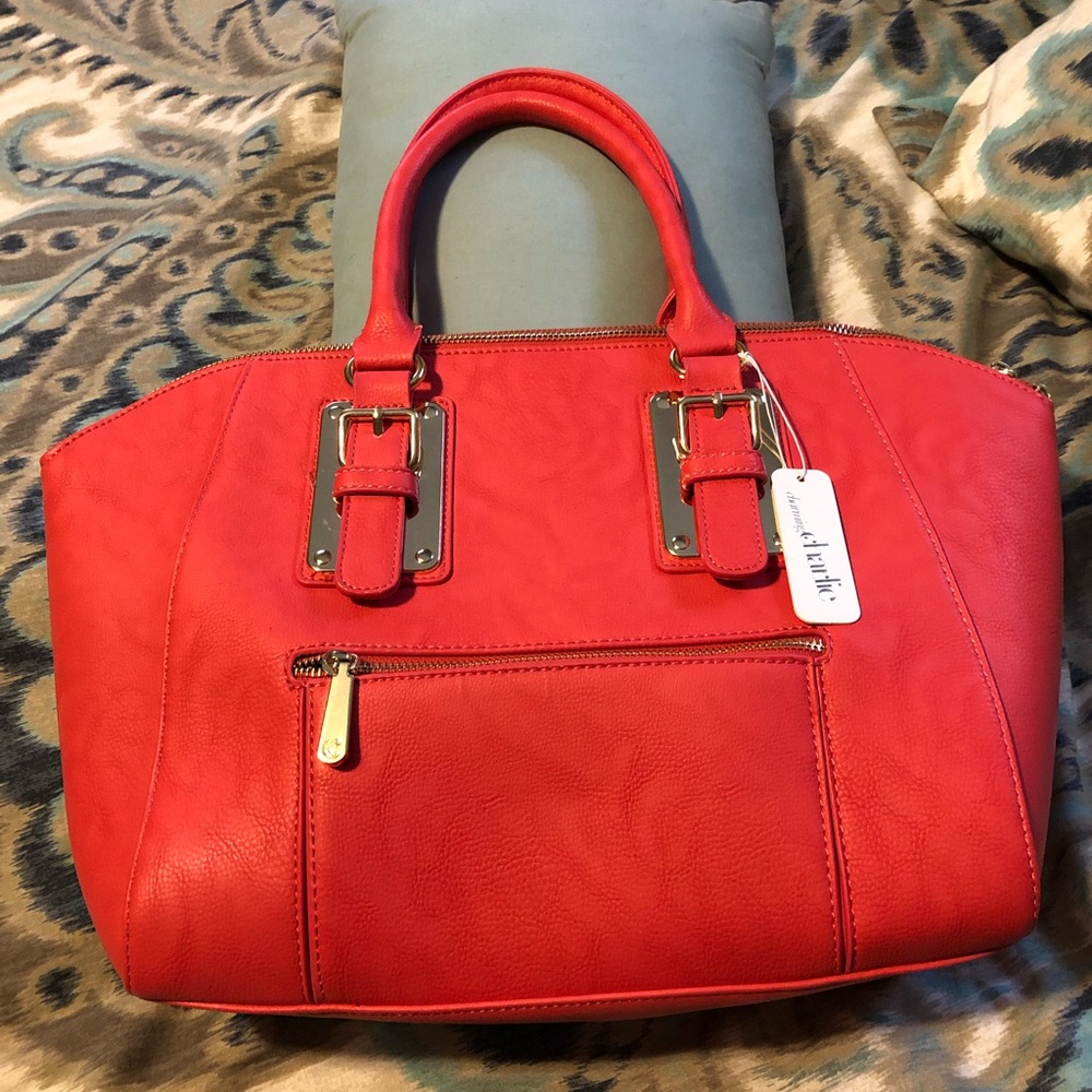 NWT Charming Charlie’s bright coral handbag.